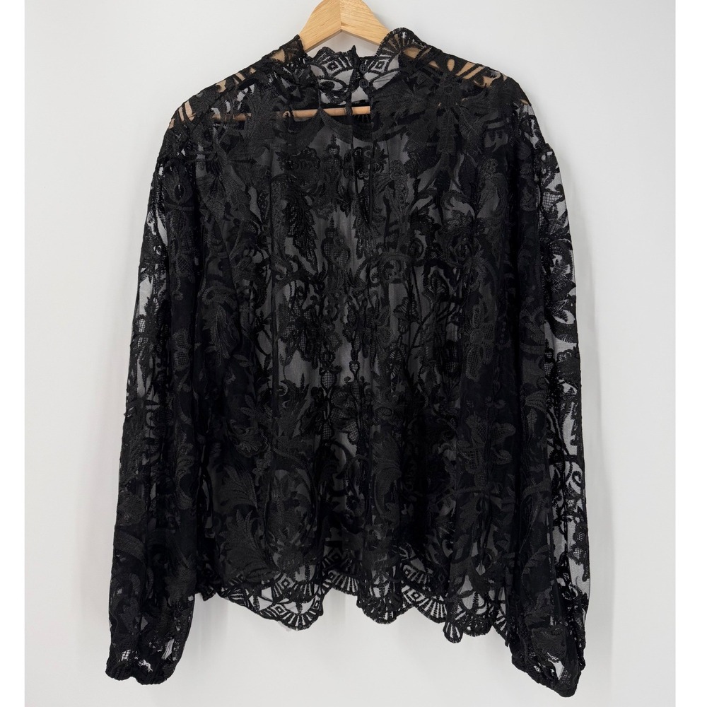 Witchy Whimsygoth Dark Romantic Black Lace Floral Top Womens SZ 2X Romantic Goth - Picture 7 of 10